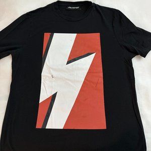 Neil Barrett Men's Black & Orange Lightning Stretchy Tshirt